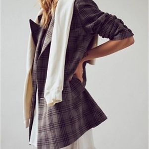Free People Ashby Plaid Blazer Black and Gray